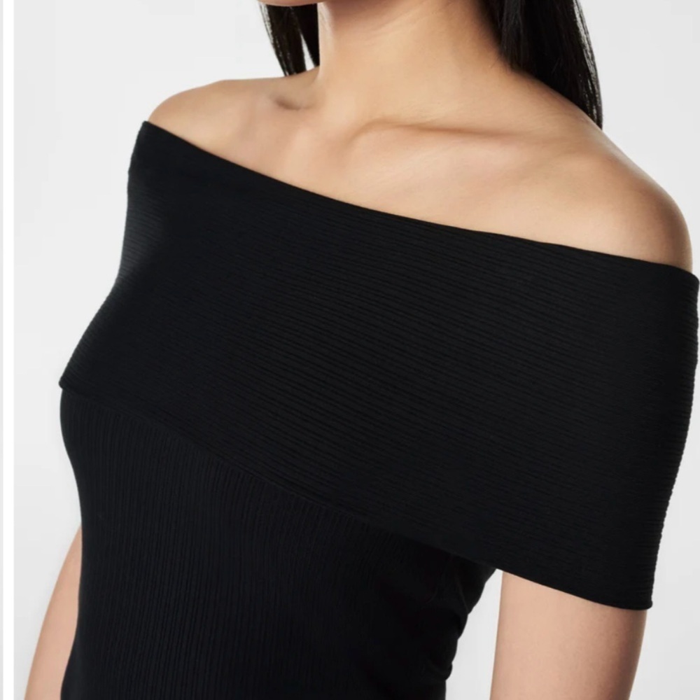 SPANX® Stretch Rib Off-The-Shoulder Top - Classic Black - Size: L & 3X - NWT